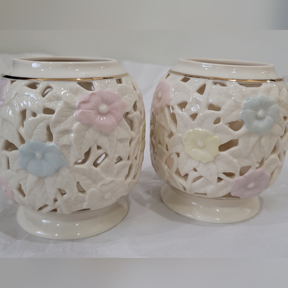PartyLite Pastel Floral Candle Holders